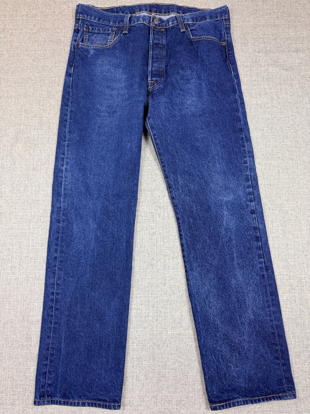 Levi's 501 Jeans Men's 38x34 Fits 37x30 Button Fly Straight Dark Wash